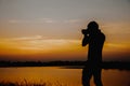 Sunset Photography Photographers are ready to take a photo of th Royalty Free Stock Photo