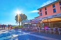 The sunset on Piazza Giosue Carducci, Sirmione, Italy Royalty Free Stock Photo