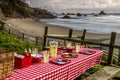 Sunset Picnic on Ocean Overlook Royalty Free Stock Photo