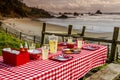 Sunset Picnic on Ocean Overlook Royalty Free Stock Photo