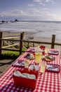 Sunset Picnic on Ocean Overlook Royalty Free Stock Photo