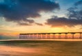 Sunset pier at Saltburn by the Sea, North Yorkshire, UK Royalty Free Stock Photo