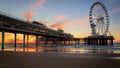 Sunset at the pier in Scheveningen Holland Royalty Free Stock Photo