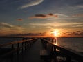 Sunset on the pier at Terra Ceia Bay in Palmetto Royalty Free Stock Photo