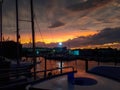 sunset at the pier in venice Royalty Free Stock Photo