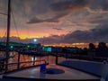 sunset at the pier in venice Royalty Free Stock Photo