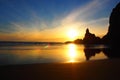 Sunset at piha beach, new zealand