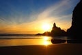 Sunset at piha beach, new zealand