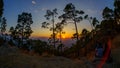 Sunset in the pine forest The evening Mountain Landscapes Photography