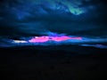 Sunset, pink and blue, darkness and colours Royalty Free Stock Photo