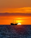 Sunset Pirate Ship Ocean Fantasy Royalty Free Stock Photo