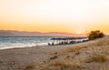 Sunset in Plaka beach. Naxos, Greece. Royalty Free Stock Photo