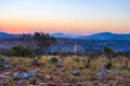 Sunset on the plateau at Blyde River Canyon, famous travel destination in South Africa. Scenic sunset light on the mountain ridges Royalty Free Stock Photo