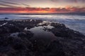 Sunset in Playa de las Americas in the south of Tenerife Spain Royalty Free Stock Photo
