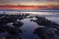 Sunset in Playa de las Americas in the south of Tenerife Spain Royalty Free Stock Photo