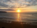 Sunset at Playa de los Locos - Suances Royalty Free Stock Photo