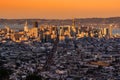 Sunset pnoramic view of San Francisco city Royalty Free Stock Photo