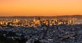 Sunset pnoramic view of San Francisco city Royalty Free Stock Photo