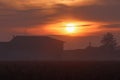 Sunset Po Valley Italy landscape sun sky fields color Royalty Free Stock Photo