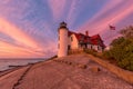 Sunset at Point Betsie Lighthouse near Frankfort Michigan, USA Royalty Free Stock Photo