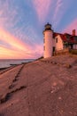 Sunset at Point Betsie Lighthouse near Frankfort Michigan, USA Royalty Free Stock Photo