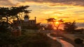 Sunset at Point Pinos Lighthouse, Monterey, Pacific coast Royalty Free Stock Photo