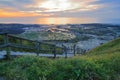 The sunset at Pointe aux Oies near Wimereux with Ambleteuse beach in the background, Cote d`Opale, Pas de Calais, Hauts de France,