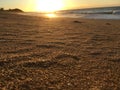 Sunset at Polihale Beach during Fall on Kauai Island, Hawaii. Royalty Free Stock Photo