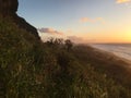 Sunset at Polihale Beach in Winter on Kauai Island, Hawaii. Royalty Free Stock Photo