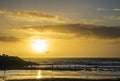 Sunset at polzeath beach, Cornwall, UK Royalty Free Stock Photo
