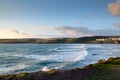 Sunset at Polzeath, North Cornwall Royalty Free Stock Photo