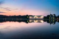 Sunset on the pond of museum-estate Kuskovo, Moscow.