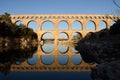 Sunset at Pont du Gard in Provence Royalty Free Stock Photo