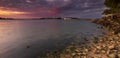 Sunset in Poole Harbour on Bramble Bay shoreline