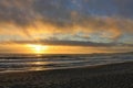 Sunset at Poplar Beach on the Pacific Coast near Half Moon Bay, California, USA Royalty Free Stock Photo