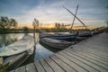 Sunset in the port of Catarroja in Albufera of Valencia Royalty Free Stock Photo