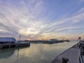 sunset in the port of Cattolica Rimini Italy