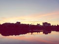 Sunset port city river night Royalty Free Stock Photo