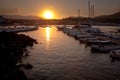 Sunset in port of Giardini Naxos, Sicily Royalty Free Stock Photo