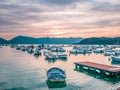 Sunset of the port of Lerici, Golfo dei Poeti, near the Cinque Terre, Liguria.