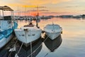 Sunset at the port of Sozopol town Royalty Free Stock Photo