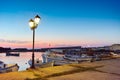 Sunset at the port of Sozopol town Royalty Free Stock Photo