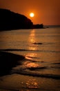 Sunset at Porth Beach, Cornwall, England