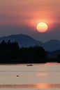 Sunset with sea and boat