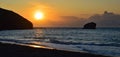 Sunset at Portreath Beach, Cornwall UK Royalty Free Stock Photo