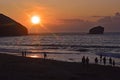 Sunset at Portreath Beach, Cornwall UK Royalty Free Stock Photo