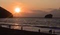 Sunset at Portreath Beach, Cornwall Royalty Free Stock Photo