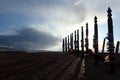 Sunset on posts near Khuzir, Olkhon island, Baikal lake, Siberia Royalty Free Stock Photo