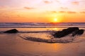 Sunset at praia vale figuiras in Portugal Royalty Free Stock Photo