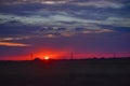 Sunset on the Prairie - The Flint Hills of Kansas Royalty Free Stock Photo